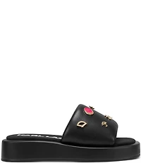 KARL LAGERFELD PARIS Opal Macaron Charms Platform Wedge Slide Sandals