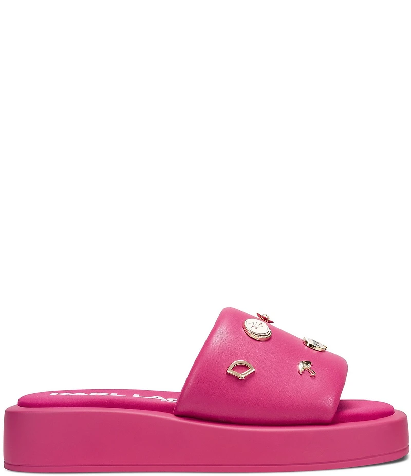 KARL LAGERFELD PARIS Opal Macaron Charms Platform Wedge Slide Sandals