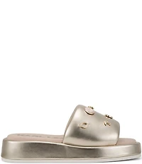 KARL LAGERFELD PARIS Opal Macaron Charms Platform Wedge Slide Sandals