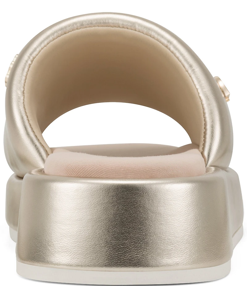 KARL LAGERFELD PARIS Opal Macaron Charms Platform Wedge Slide Sandals