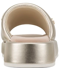 KARL LAGERFELD PARIS Opal Macaron Charms Platform Wedge Slide Sandals