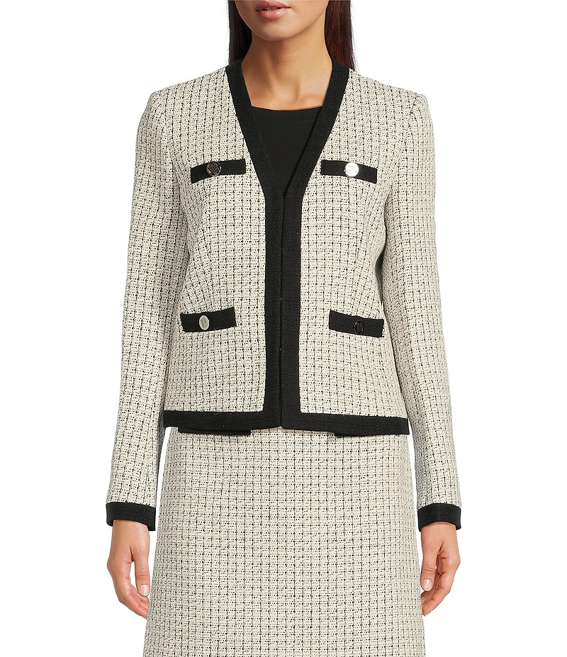 KARL LAGERFELD PARIS Open Long Sleeve Framed Jacket