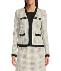 KARL LAGERFELD PARIS Open Long Sleeve Framed Jacket