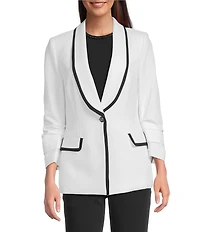 KARL LAGERFELD PARIS Peak Lapel 3/4 Sleeves Framed Jacket