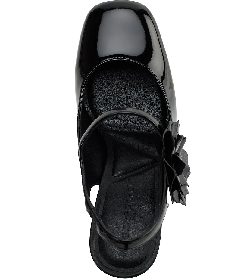 KARL LAGERFELD PARIS Pierra Patent Floral Ornamented Mary Jane Pumps