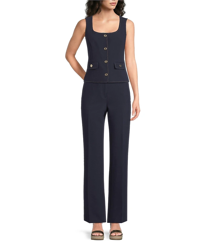 KARL LAGERFELD PARIS Polish Suiting Flat Front Wide Leg Coordinating Pants