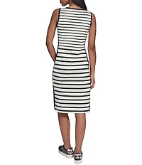 KARL LAGERFELD PARIS Ponte Stripe Crew Neck Sleeveless Tank Dress