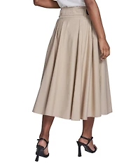KARL LAGERFELD PARIS Poplin Belted Midi Skirt