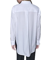 KARL LAGERFELD PARIS Poplin Point Collar Long Sleeve Button Front Shirt