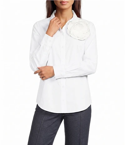 KARL LAGERFELD PARIS Poplin Point Collar Long Sleeve Shirt