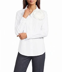 KARL LAGERFELD PARIS Poplin Point Collar Long Sleeve Shirt