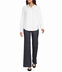 KARL LAGERFELD PARIS Poplin Point Collar Long Sleeve Shirt