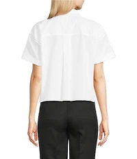 KARL LAGERFELD PARIS Poplin Woven Tape Measure Point Collar Short Sleeve Shirt