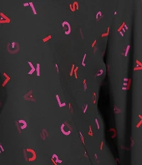 KARL LAGERFELD PARIS Print Woven Neck Tie V-Neck Long Sleeve Blouse