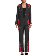 KARL LAGERFELD PARIS Printed Notch Collar Long Sleeve Blazer