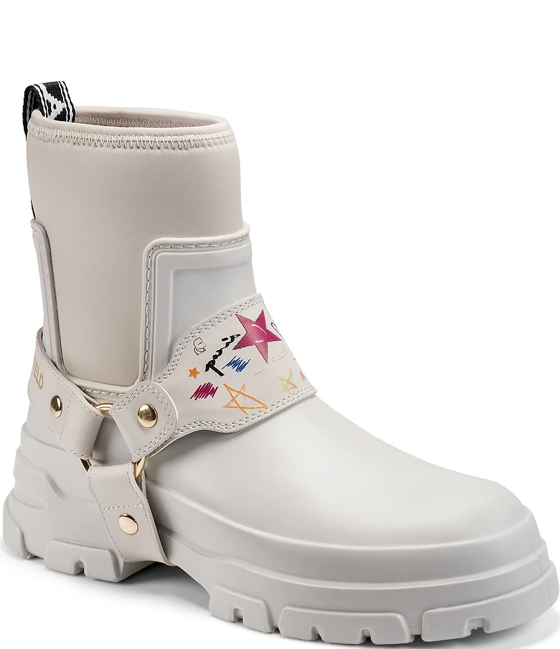 KARL LAGERFELD PARIS Ranelle Rubber Harness Rain Boots