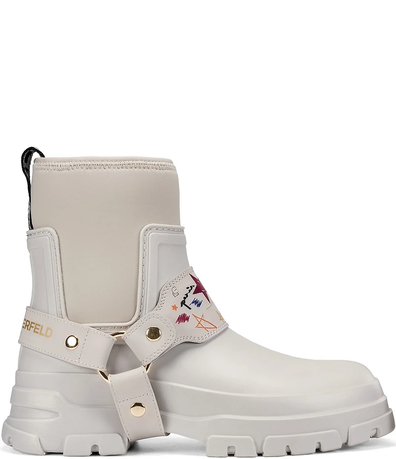 KARL LAGERFELD PARIS Ranelle Rubber Harness Rain Boots