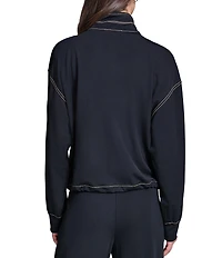 KARL LAGERFELD PARIS Refined Jersey Mock Neck Long Sleeve Bomber Jacket