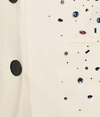 KARL LAGERFELD PARIS Rhinestone Embellished Notch Lapel Two Button Blazer