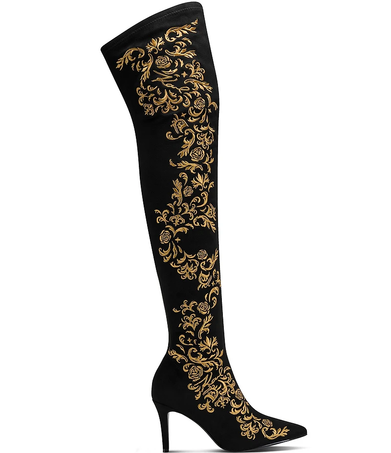 KARL LAGERFELD PARIS Rhodri Rococo Stretch Over The Knee Stiletto Boots