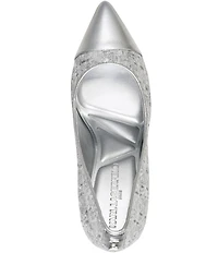 KARL LAGERFELD PARIS Rialta Boucle Foil Pointed Toe Pumps