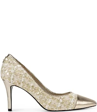KARL LAGERFELD PARIS Rialta Boucle Foil Pointed Toe Pumps