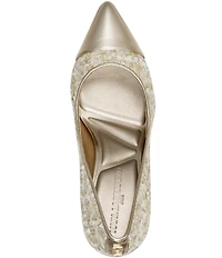 KARL LAGERFELD PARIS Rialta Boucle Foil Pointed Toe Pumps