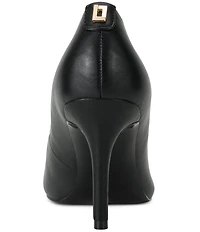 KARL LAGERFELD PARIS Rialta Leather Metallic Toe High Heel Pumps