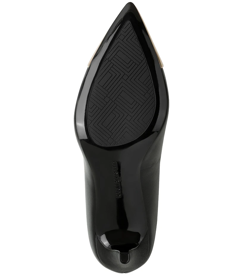 KARL LAGERFELD PARIS Rialta Leather Metallic Toe High Heel Pumps