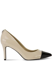 KARL LAGERFELD PARIS Rialta Patent Contrast Patent Leather High Heel Pumps