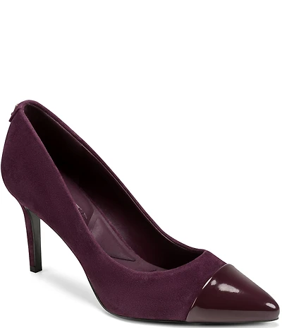 KARL LAGERFELD PARIS Rialta Suede and Patent Toe High Heel Pumps