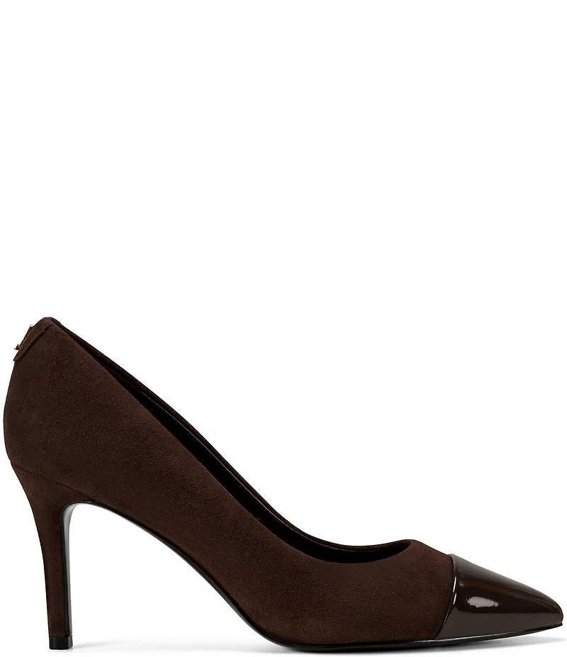 KARL LAGERFELD PARIS Rialta Suede and Patent Toe High Heel Pumps