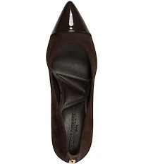 KARL LAGERFELD PARIS Rialta Suede and Patent Toe High Heel Pumps