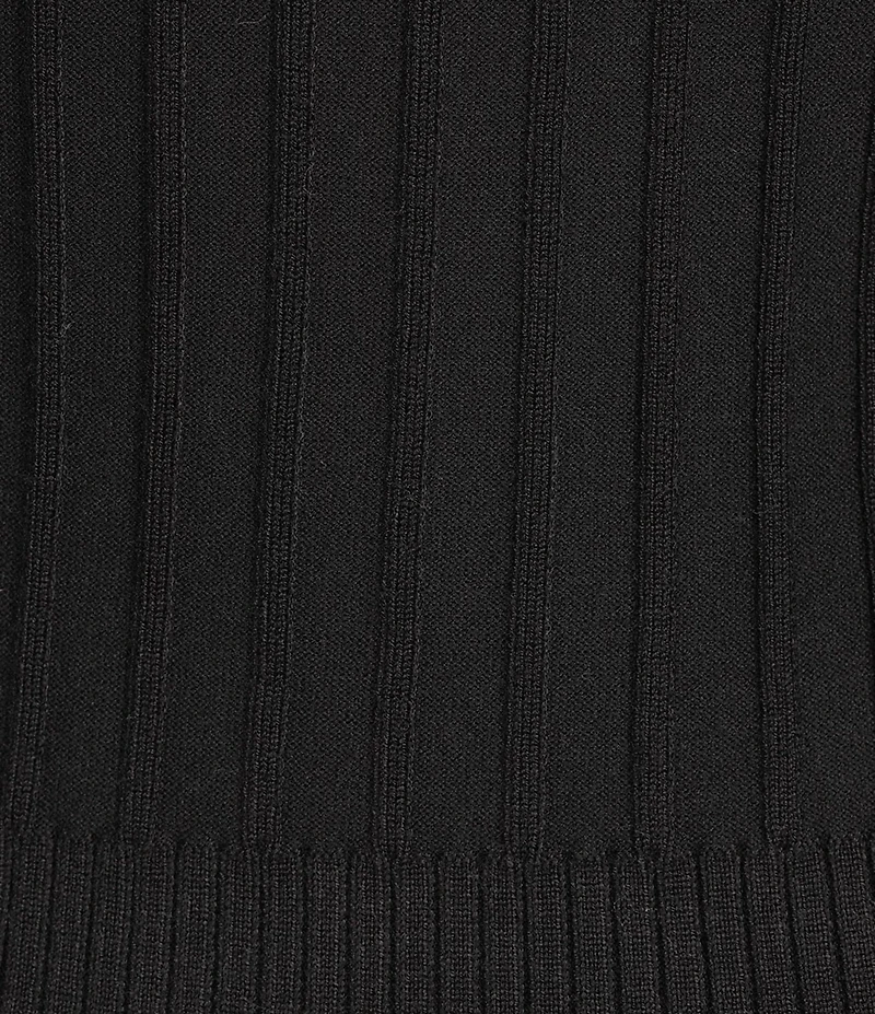 KARL LAGERFELD PARIS Ribbed Knit Crew Neck Short Sleeve Sweater