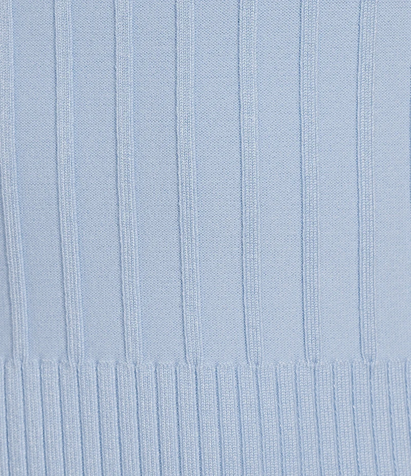 KARL LAGERFELD PARIS Ribbed Knit Crew Neck Short Sleeve Sweater