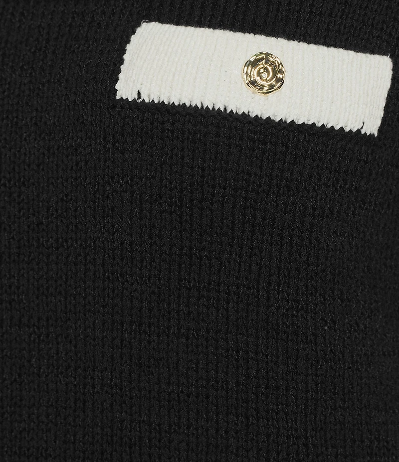 KARL LAGERFELD PARIS Ribbed Knit Crew Neck Short Sleeve Sweater Top