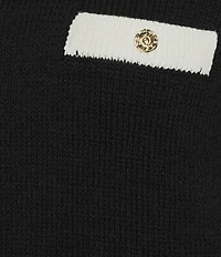 KARL LAGERFELD PARIS Ribbed Knit Crew Neck Short Sleeve Sweater Top