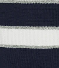 KARL LAGERFELD PARIS Ribbed Knit Striped Round Neck Short Sleeve Top