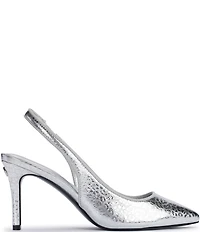 KARL LAGERFELD PARIS Rosalyn Metallic Leopard Print Leather Slingback Pumps