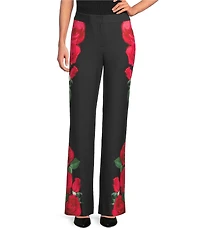 KARL LAGERFELD PARIS Rose Print Straight Leg Coordinating Pants