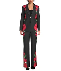 KARL LAGERFELD PARIS Rose Print Straight Leg Coordinating Pants