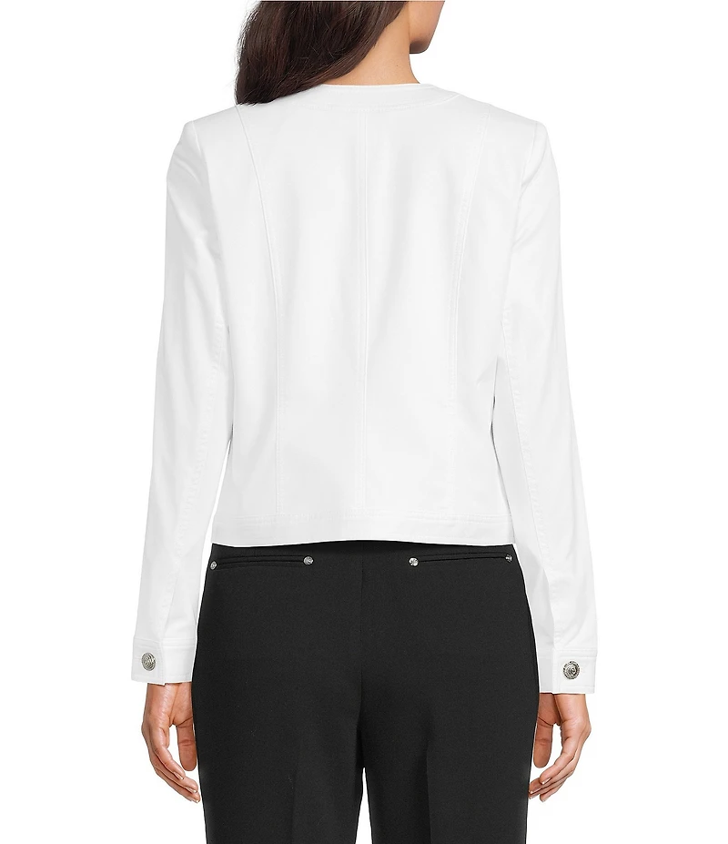 KARL LAGERFELD PARIS Round Neck Long Sleeve Bow Pocket Jacket
