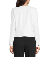 KARL LAGERFELD PARIS Round Neck Long Sleeve Bow Pocket Jacket