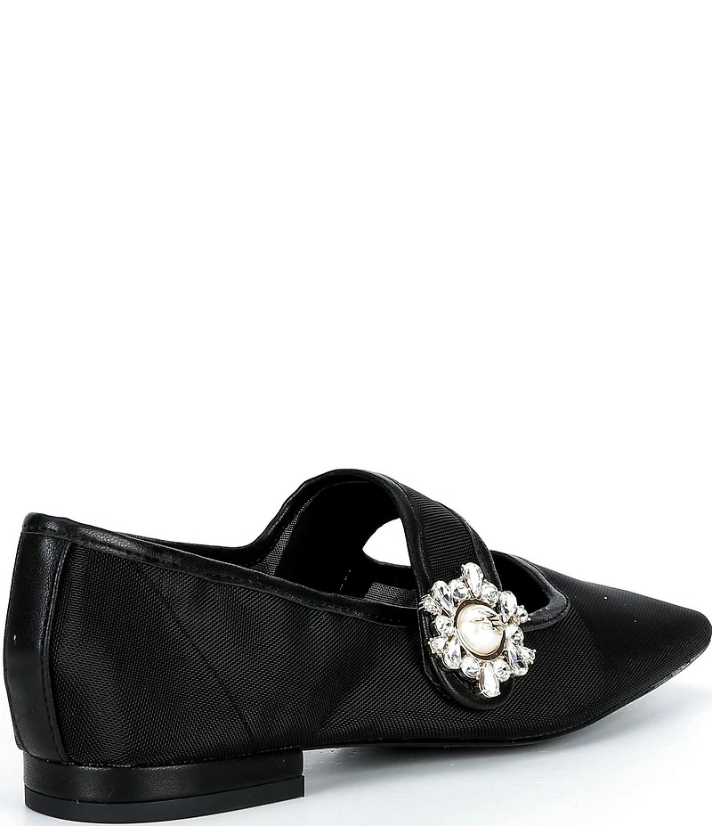 KARL LAGERFELD PARIS Sabelle Mesh Pearl Buckle Mary Jane Ballet Flats