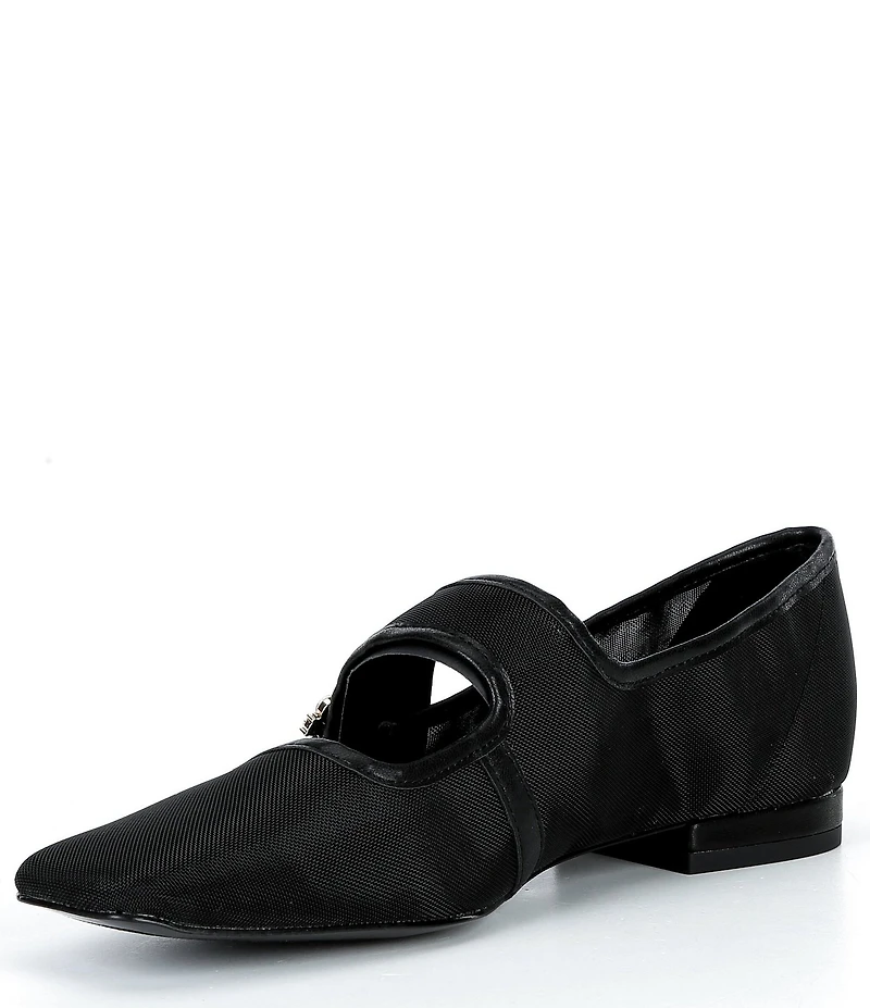 KARL LAGERFELD PARIS Sabelle Mesh Pearl Buckle Mary Jane Ballet Flats