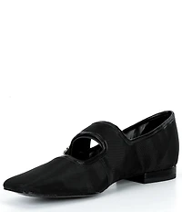 KARL LAGERFELD PARIS Sabelle Mesh Pearl Buckle Mary Jane Ballet Flats