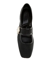 KARL LAGERFELD PARIS Sabelle Mesh Pearl Buckle Mary Jane Ballet Flats
