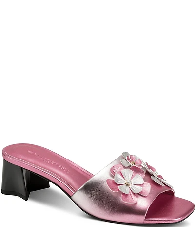 KARL LAGERFELD PARIS Sandreea Metallic Ombre Floral Dress Slide Sandals