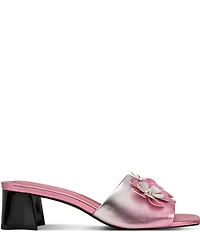 KARL LAGERFELD PARIS Sandreea Metallic Ombre Floral Dress Slide Sandals