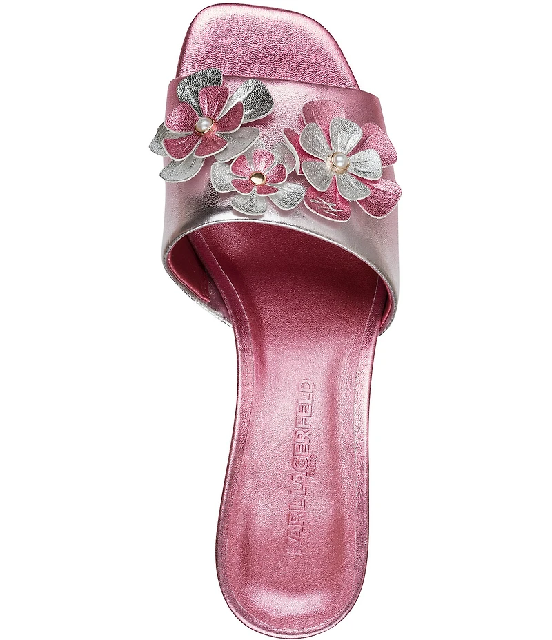 KARL LAGERFELD PARIS Sandreea Metallic Ombre Floral Dress Slide Sandals